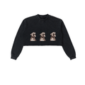 Snow Washed Raw Edge Cropped Sweatshirt